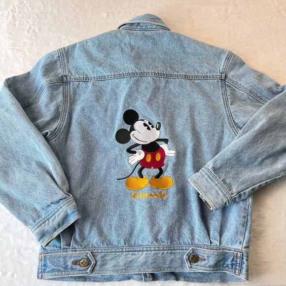 Mickey & Co. Vintage Mickey Mouse Denim Jean Jacket Men's size Small Embroidered